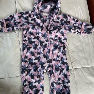 EUC Columbia Snowstop II fleece bunting snowsuit 12-18 mos “Pink Ice Uniflauge”